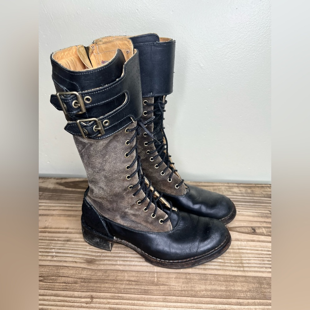 Timberland boot co Lucille lace up high boot two tone leather 6 zip